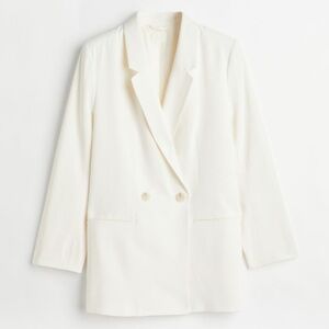 H&M Double Breasted Blazer White - L
